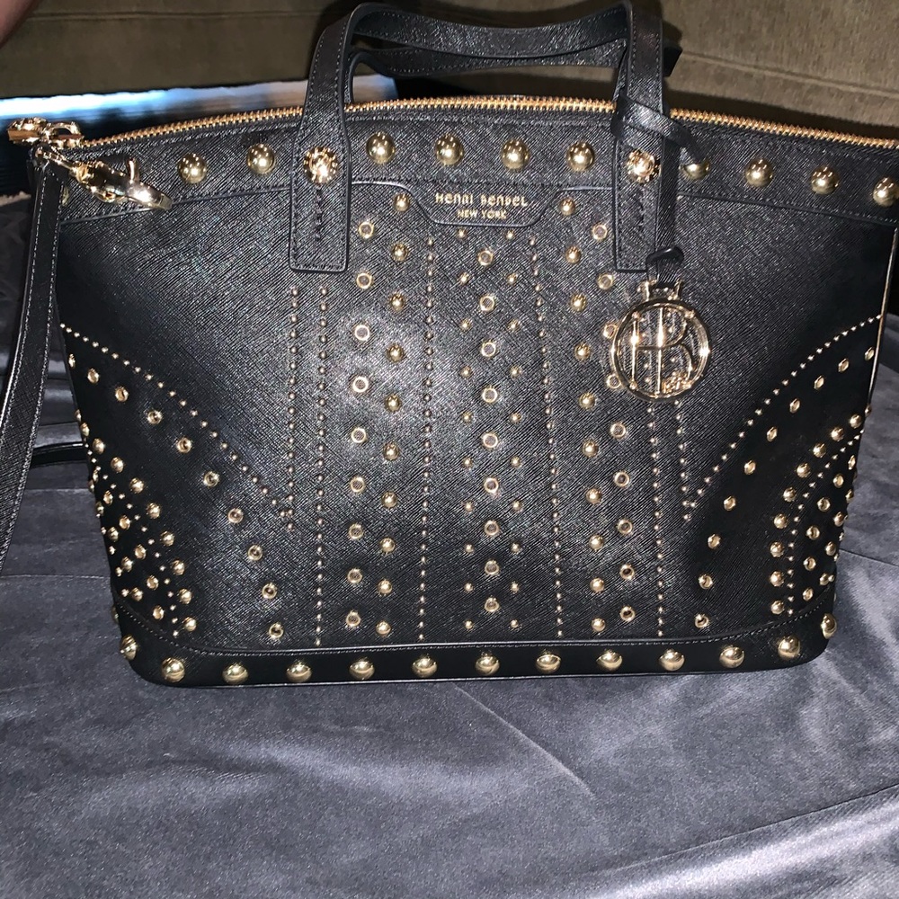 Henri Bendel Black and gold bag